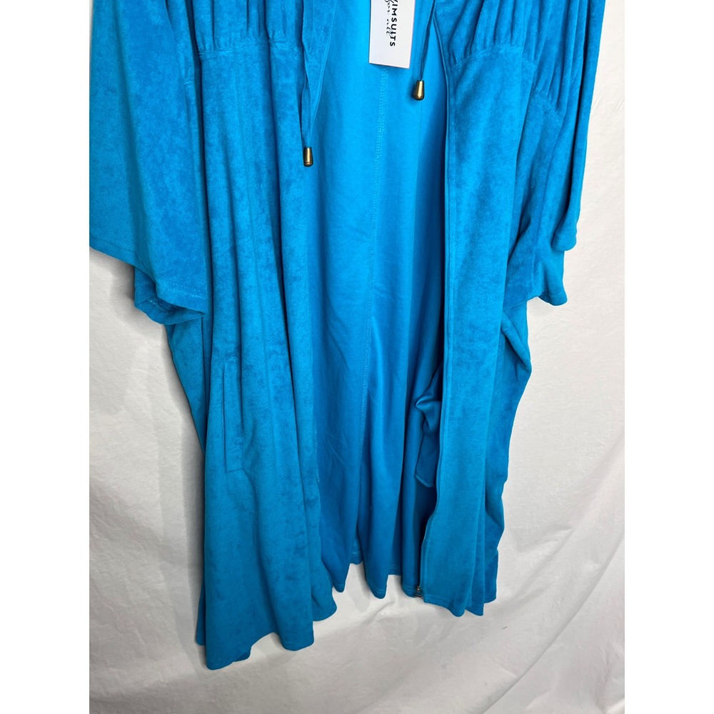 NWT Swimsuits For All Womens Blue Terry Cover Up Hoodie Zip Swim Cover Sz 38/40 - Picture 8 of 12